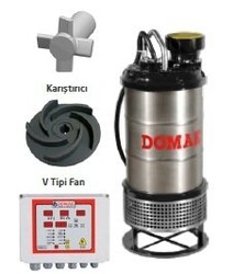 Domak ASGÇ407 7.5Hp 380V Paslanmaz Çelik Gövdeli Karıştırıcılı Atık Su Dalgıç Pompa - Domak