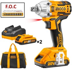 Li-ion Akülü Somun Sıkma Kömürsüz 1/2 İnch 20V 2.0Ah - Ingco