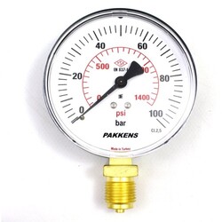 Pakkens 0-100 Bar 100 mm Alttan Bağlantılı Kuru Manometre - 1