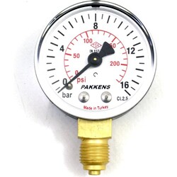 Pakkens 0-16 Bar 63 mm Alttan Bağlantılı Kuru Manometre - 1