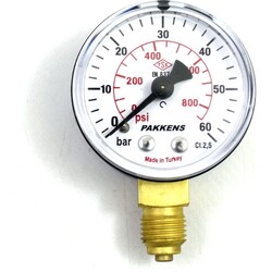 Pakkens 0-60 Bar 63 mm Alttan Bağlantılı Kuru Manometre - 1