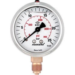 Pakkens Manometre Gliserinli Alttan Bağlantılı 100 Bar 10 cm - 1