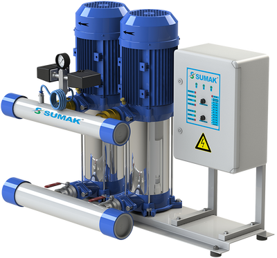 Sumak SHT12 B 300/6 Düşey Milli Kademeli Çift Pompalı Hidrofor 14 KAT 38 DAİRE