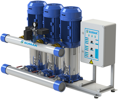Sumak SHT12 C 220/4 Düşey Milli Kademeli Üç Pompalı Hidrofor 9 KAT 70 DAİRE