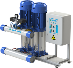Sumak SHT8 B 300/8 Düşey Milli Kademeli Çift Pompalı Hidrofor 10 KAT 52 DAİRE - Sumak Pompa