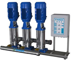 Sumak SHTP8 C 220/8 Düşey Milli Kademeli Üç Pompalı Paslanmaz Hidrofor 8 KAT 72 DAİRE - Sumak Pompa