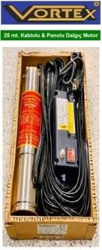 Vortex VRM-P 100 1Hp 220V 4 İnch 25 Metre Kablolu ve Panolu Dalgıç Motor (Bronz Yağ Başlıklı) - 1